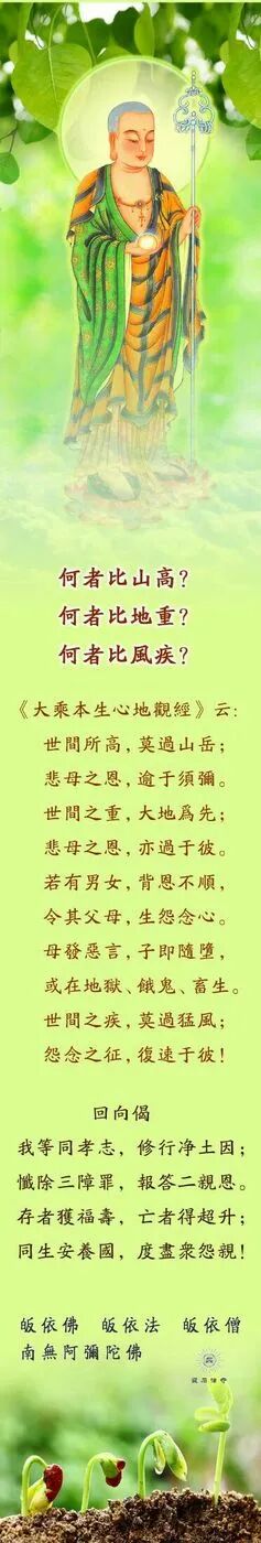 【孝亲报恩法语】何者比山高？何者比地重？何者比风疾？